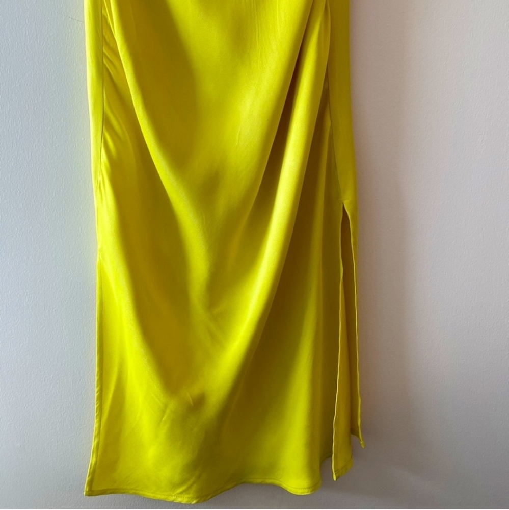 Anthropologie Elyse Chartreuse Silky Slip Midi Dress - Picture 4 of 6
